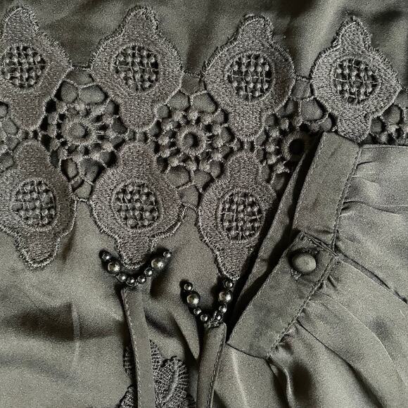 Chico’s Black Embroidered Boho Blouse | M/L (Sz 1) | Johnny Was Inspired NWOT - Picture 5 of 10